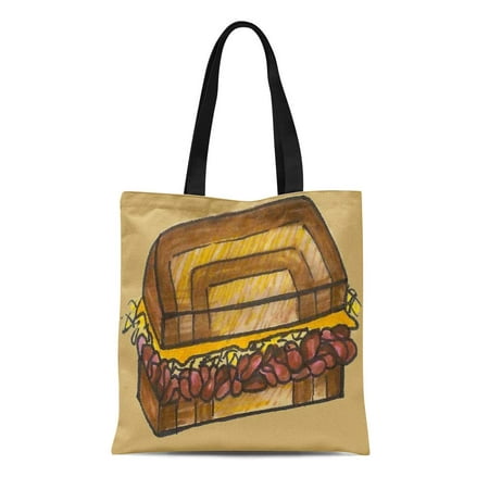 SIDONKU Canvas Tote Bag Food New York Deli Reuben Sandwich Marble Foodie Nyc Reusable Handbag Shoulder Grocery Shopping (Best Food Stands In Nyc)