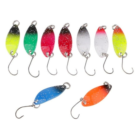 9Pcs Multi Colors Hard Spoon Paillette Baits High Reflective Metal Jigging