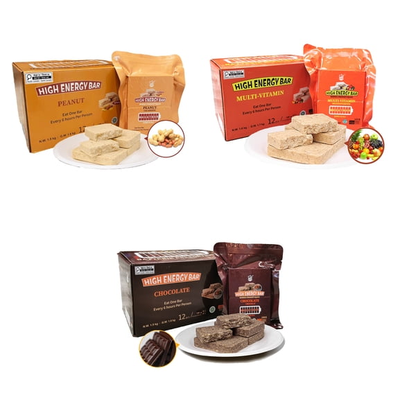 Barre de Ration Alimentaire d'Urgence BDH, Kit de 3 Boîtes, Durée de Conservation de 20 Ans / MRE, Ration Alimentaire de Survie d'Urgence, Biscuits à Longue Durée de Conservation, Préparation en Cas de Crise et de Catastrophe
