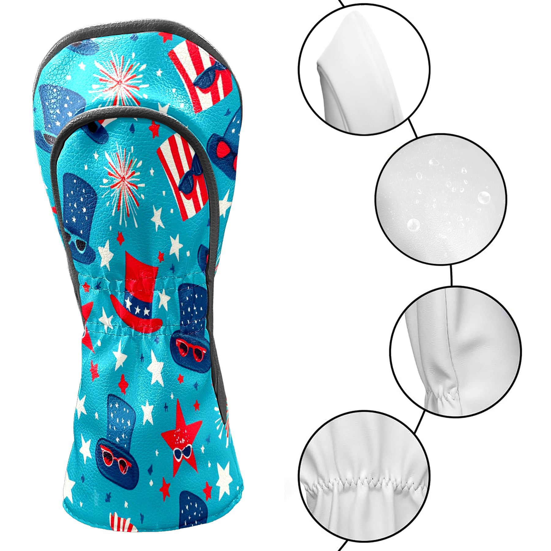 Golf Club Covers, RedBlue BalloonRose Premium PU Leather Driver Hybrid Putter Head Covers with Velvet Lining, Waterproof Golf Gifts for Men Women