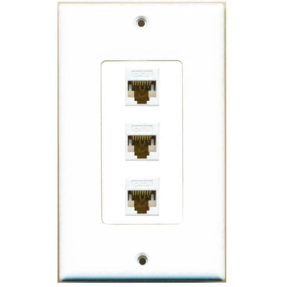 Ultra Spec Cables - 3 Port Cat6 Ethernet Network F/F Jack Wall Plate Decorative
