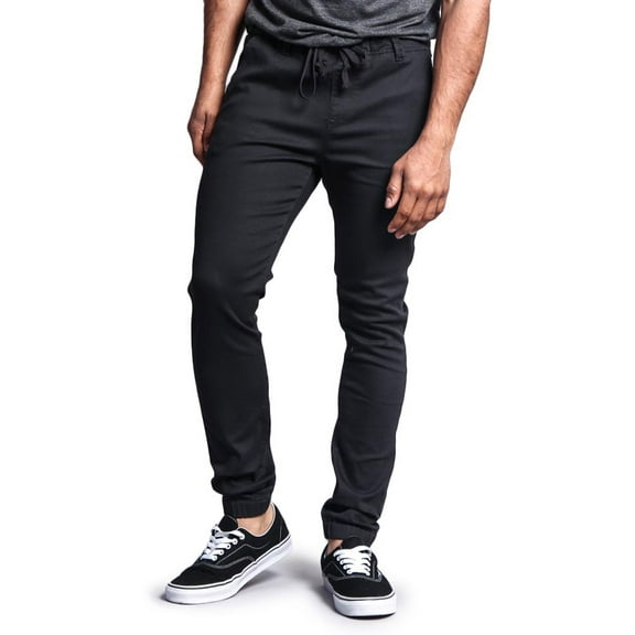 Victorious Men's Slant-Pocket Skinny Jogger Twill Pants JG876 - Charcoal - Large