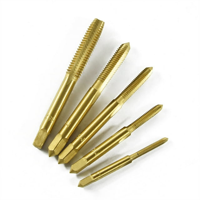 Graflsoa 5-Piece High-Speed Steel Hand Tap Set with Titanium Coating for Precision Threading on Aluminum and Iron Plates