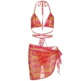 thumbnail image 5 of Conjunto de Bikini con estampado de cebra para mujer, traje de baño de manga larga con realce, cintura alta, color negro, 3 piezas, 5 of 5