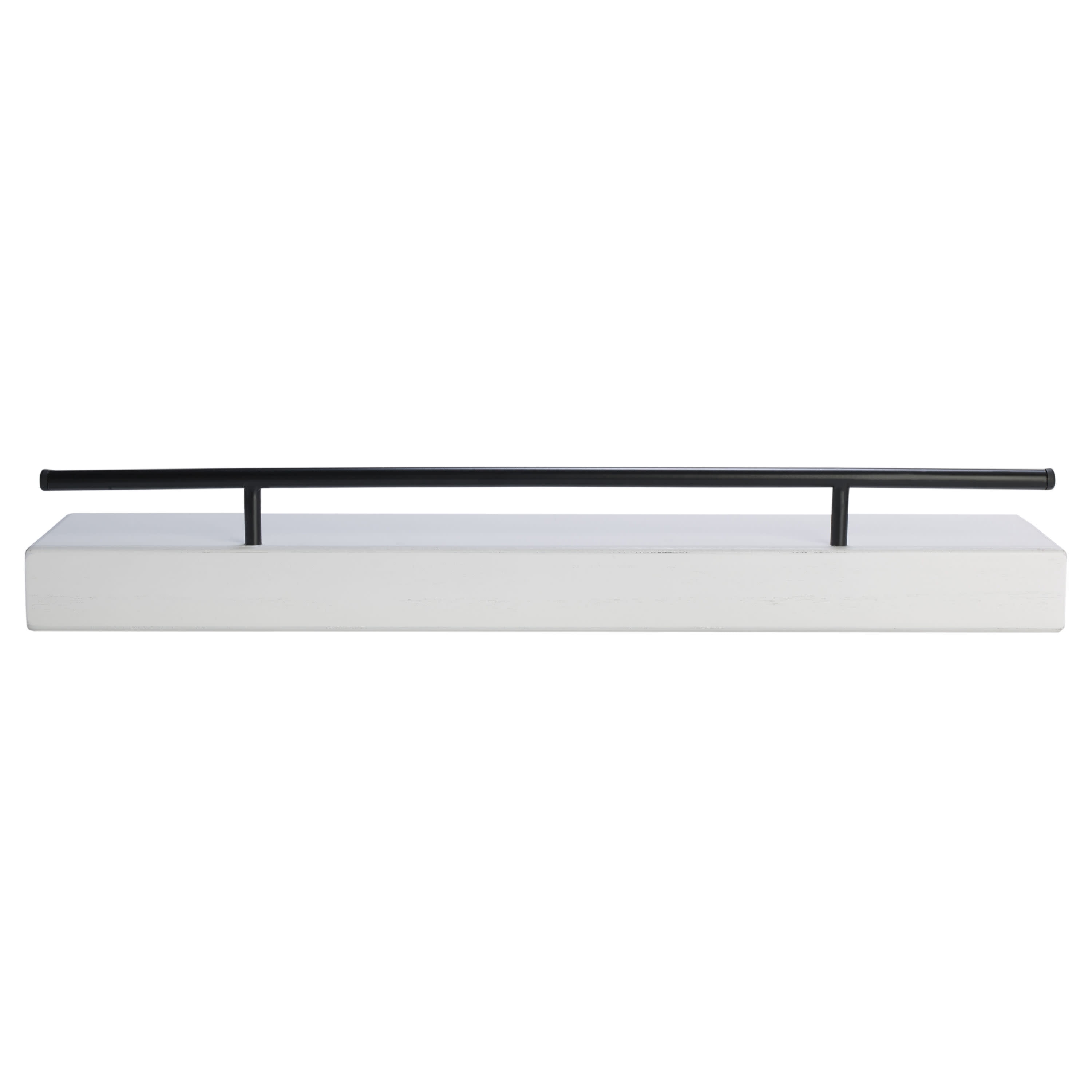 Melannco Hotel Essentials 24 Inch Natural MDF Shelves with Metal Rail White