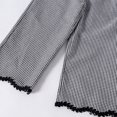 thumbnail image 6 of Maqroz Girls Two Piece Outfits Gingham Plaid Long Sleeve Pullover Tops Flared Wide Leg Pants Casual Lounge Matching Sets Elegant Lace Edge Streetwear for Casual Hanging Size 2-8 Years, 6 of 9