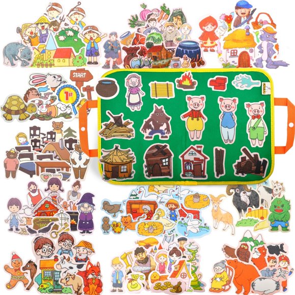 CHEFAN Ensemble de 12 Pcs en Feutre/flanelle, Pièces en Feutre Pré-Découpées pour Tout-Petits d'Âge Préscolaire, Trois Petits Cochons, Goldilocks et les Trois Oursons