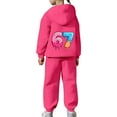 thumbnail image 4 of BUWTTED Girls Activewear Jogger Sets - 2 Piece 67 Print 6 7 Ice Cream Drip Graphic Pullover Hoodie Sweatshirt Sweatpants Sweatsuit Outfits ZB Hot Pink Sizes 6-7 Y, 4 of 8