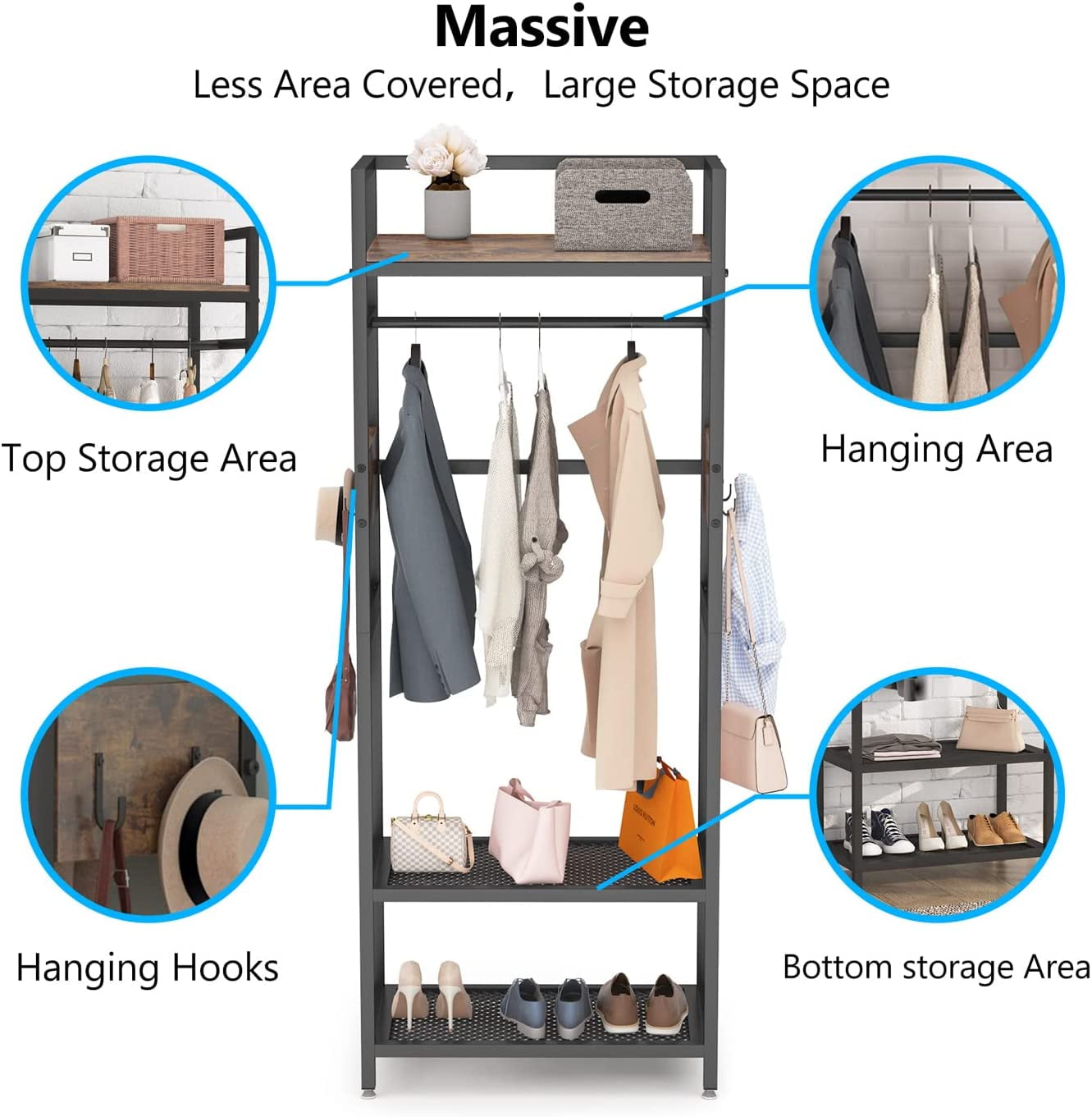 Tribesigns Small Heavy Duty Clothes Rack with Shelf and Hanging Rod, Freestanding Closet Organizer, Industrial Garments Rack for Small Space, Tribesigns Small Heavy Duty Clothes Rack with Shelf and Hanging Rod, Freestanding Closet Organizer, Industrial Garments Rack for Small Space,
