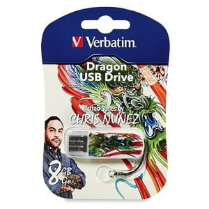 Verbatim 8gb Mini Usb Flash Drive, Tattoo Series - Dragon - 8 Gb (98663)
