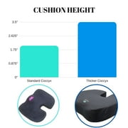 Extra Thick Coccyx Orthopedic Memory Foam Seat Cushion by FOMI Care Black Large Cushion For Car or Truck Seat, Office Chair, Wheelchair Back Pain Relief