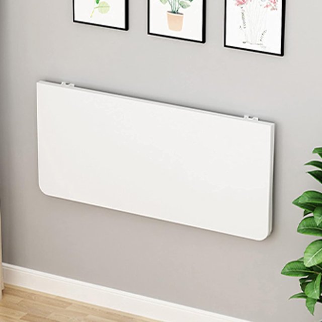 White Folding Wall-Mounted Drop-Leaf Table/Wall Mounted Table/Wall-Mounted Bar Tables/Fold-Down Work Table/Computer Table/Dining Table/with Brackets (50x40cm/20x15.7in)