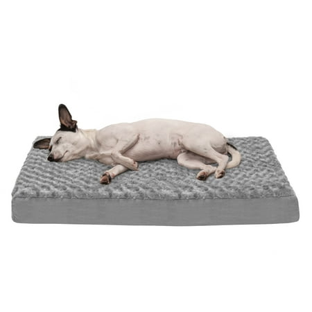 UPC: 0842229125641 | FurHaven Pet Products Ultra Plush Deluxe Full Support Solid Orthopedic Foam Pet Bed for Dogs & Cats – Gray Medium