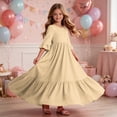 thumbnail image 6 of Mifsaly Little Girl Dresses Ruffle Half Sleeve A-Line Tiered Long Dress Comfortable Flowy Casual Summer Beach Sundress with Pockets, 6 of 7