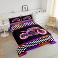 thumbnail image 4 of Erosebridal Cool Motorcycle Bedding Queen Comforter Set, Honeycomb Down Comforter, Checkered Flag Decor, Reversible 3 Pieces, 4 of 8