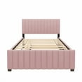 thumbnail image 7 of Full Size Velvet Upholstered Platform Bed with Twin Size Trundle, Pink, 7 of 7