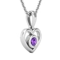 thumbnail image 4 of Dazzlingrock Collection Round Amethyst Solitaire Heart Pendant for Women with 18 Inch Silver Chain in 925 Sterling Silver, 4 of 6