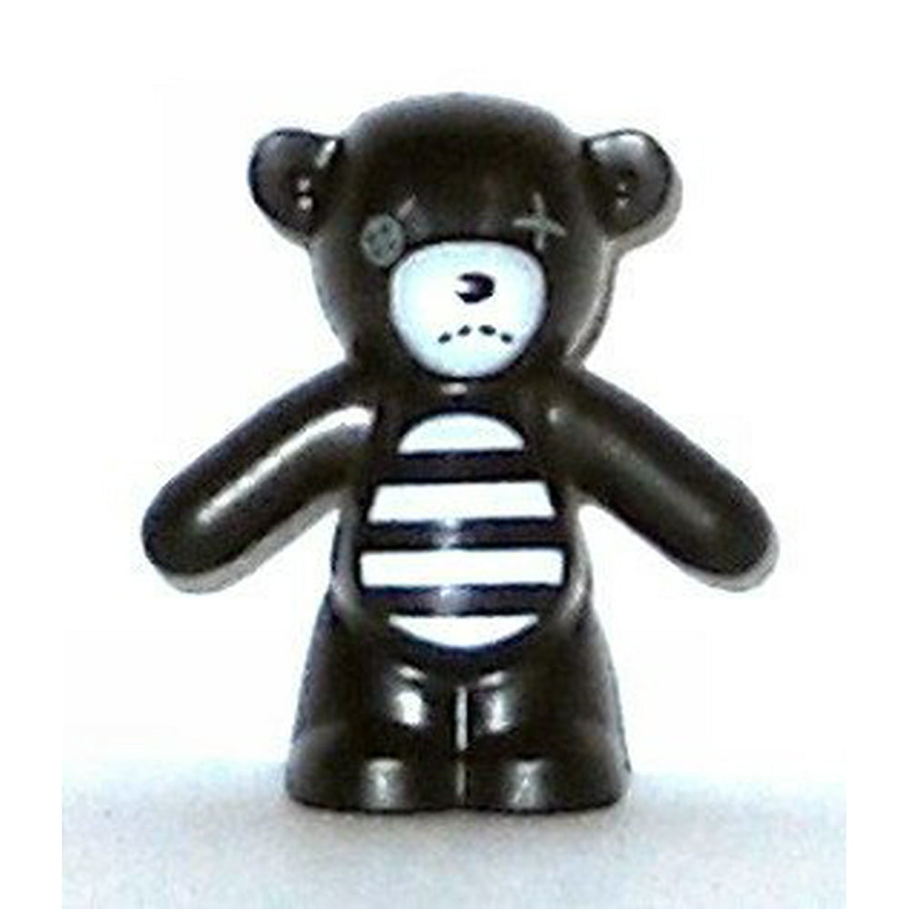 Lego Spooky Girl Teddy Bear black Arms Down with 1 Button Eye, Mouth Stitches and Striped Belly