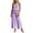 Purple gingham, variant on Xinsrenus Women Two Piece Matching Sets Smocked Halter Sleeveless Ruffle Trim Tops Elastic Waist Wide Leg Pants Gingham Vacation Daily Outfits