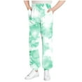 thumbnail image 2 of ATOGUTA Baggy Sweatpants Girl Size 3T-15 Loose High Waist Elastic Waist Trousers Kids Pull-on Lounge Tie Dye Joggers with Pocket White, 2 of 5