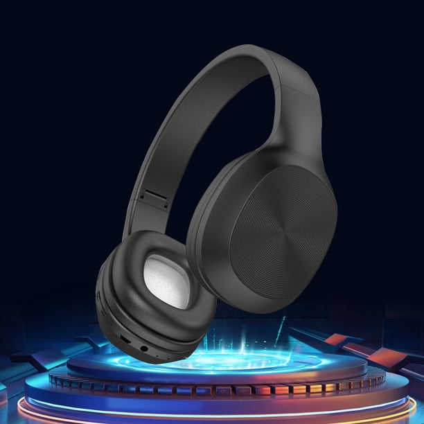 Auricular Bluetooth, inalámbrico, doble auricular, auriculares supraaurales negros con graves