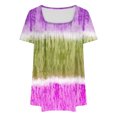 thumbnail image 3 of BSDJILFG 50% Clearance Off,Plus Size Tops for Women Summer Tops Multi-Color Block Pleated Square Neck Graphic Tees Sleeveless Loose Blouse Curved Hem Flowy Shirts Sizes S-5XL, 3 of 4