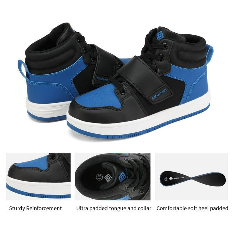 DREAM PAIRS Boys Girls Black Royal Blue High Top Sneaker Shoes