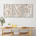 thumbnail image 4 of IDEA4WALL Framed Canvas Print Wall Art Set of 3 Abstract Line Geometric Modern Digital Art Beige & Brown Prints Wall Decor Retro Minimalist Contemporary Artwork For Home Decor - White 24"x36"x3, 4 of 5
