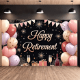 thumbnail image 6 of Pink Theme Happy Retirement Banner Gold Decor Retirement Party Display Balloon Arrangement Gift Box Design Festive Backdrop for Retirement Party Indoor Decoration Photo Backdrop, 6 of 9