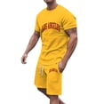thumbnail image 2 of Short Sets for Men Los Angeles Graphic Short Sleeve Crewneck T Shirt and Shorts 2 Piece Matching Set Mens Summer Outfits, 2 of 3