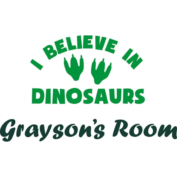 I Believe In Dinosaurs Quotes Dino Customized Wall Decal - Custom Vinyl Wall Art - Personalized Name - Baby Girls Boys Kids Bedroom Wall Decal Room Decor Wall Stickers Decoration Size (15x30 inch)