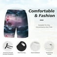 thumbnail image 3 of Yiaed lighthouse Waves Torrential Rain Print Mens Swim Trunks Bathing Suit Compression Liner Beach Swim Shorts Swimwear Quick Dry Zipper Pocket No-Chafing Board Short-Medium, 3 of 6