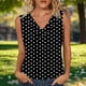 thumbnail image 2 of Mujeres sin mangas Tops verano no posicionado impresión rayas cuello en V blusa casual Mujeres cuello en V Tops de verano, 2 of 6