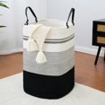 thumbnail image 1 of Cesta de ropa tejida Nursery Hamper danpinera de 100 litros, color blanco y negro, 1 of 9