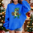 thumbnail image 2 of Lorytime Christmas Sweaters for Kids Girls Boys Dinosaur Hoodies Long Sleeve Pullover Drop Shoulder Cute Tops Blue, 2 of 4