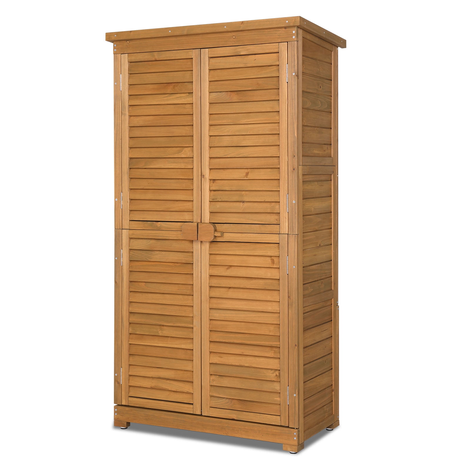GoDecor 63'' Garden Fir Storage Shed Storage Cabinet w/ Asphalt Roof Outdoor and Indoor
