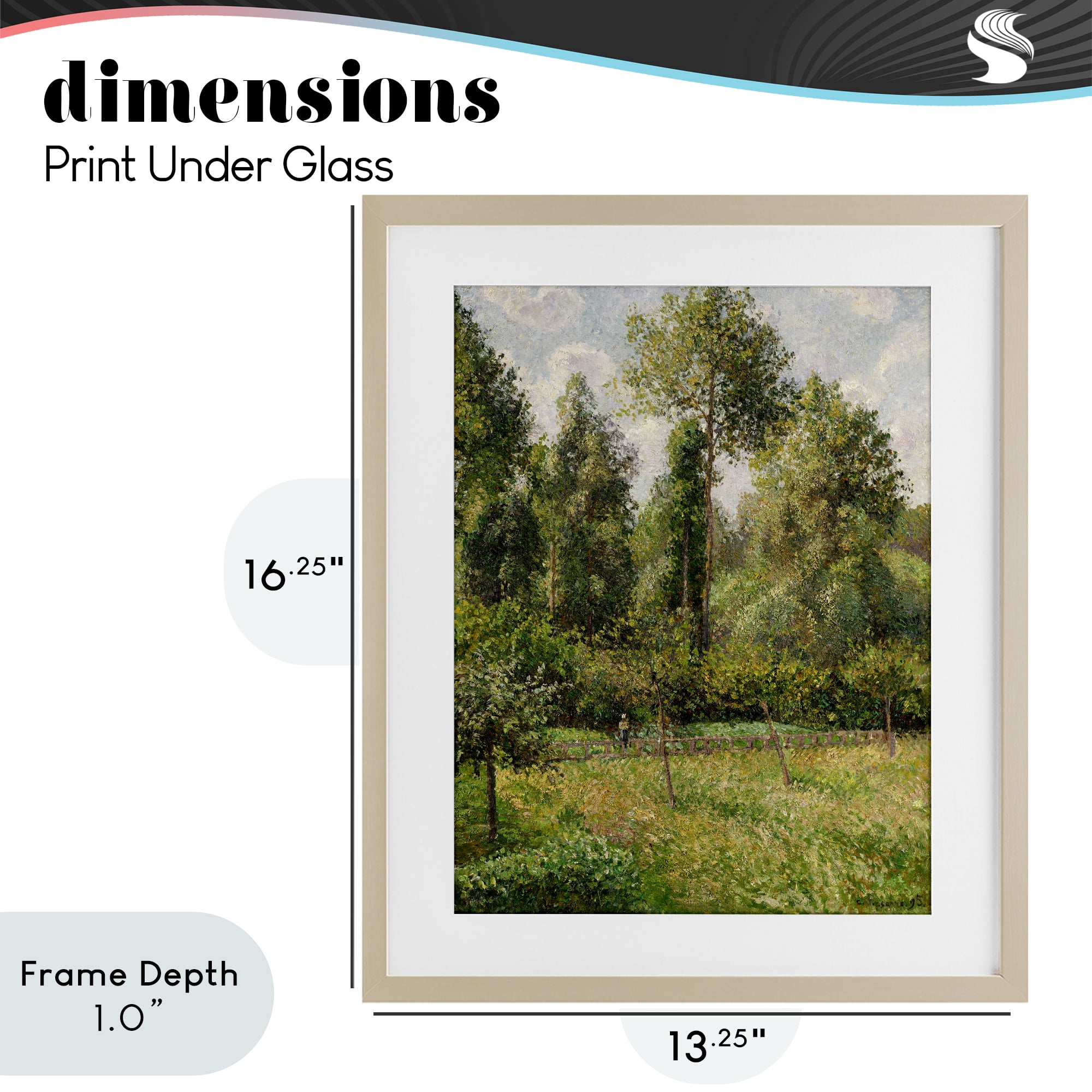 Stupell Industries Poplars Classic Landscape Birch Framed Print Under Glass, design by Camille Pissarro