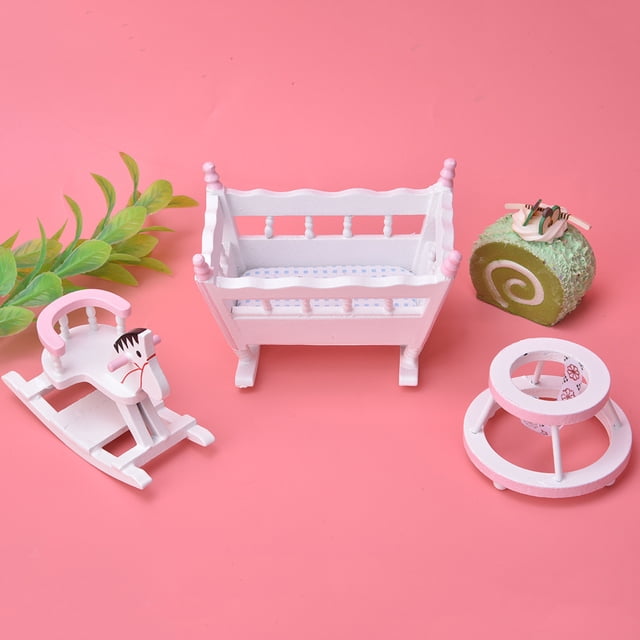 Accesorios Para Casa De Muñecas 1:12, Mini Muebles, Cuna Para Casa De Muñecas, Juego De Cochecito De Caballo De Para Niños, Juego Imaginativo