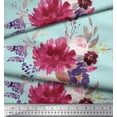 thumbnail image 2 of Soimoi Green Georgette Viscose Fabric Leaves & Peony Floral Print Fabric by Yard 42 Inch Wide, 2 of 3