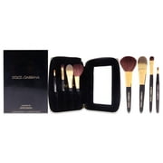 Dolce and Gabbana Lace Mini Brush Set , 4 Pc Mini Foundation Brush, Mini Blush Brush, Mini Eyeshading Brush, Retractable Lip Brush, Pouch