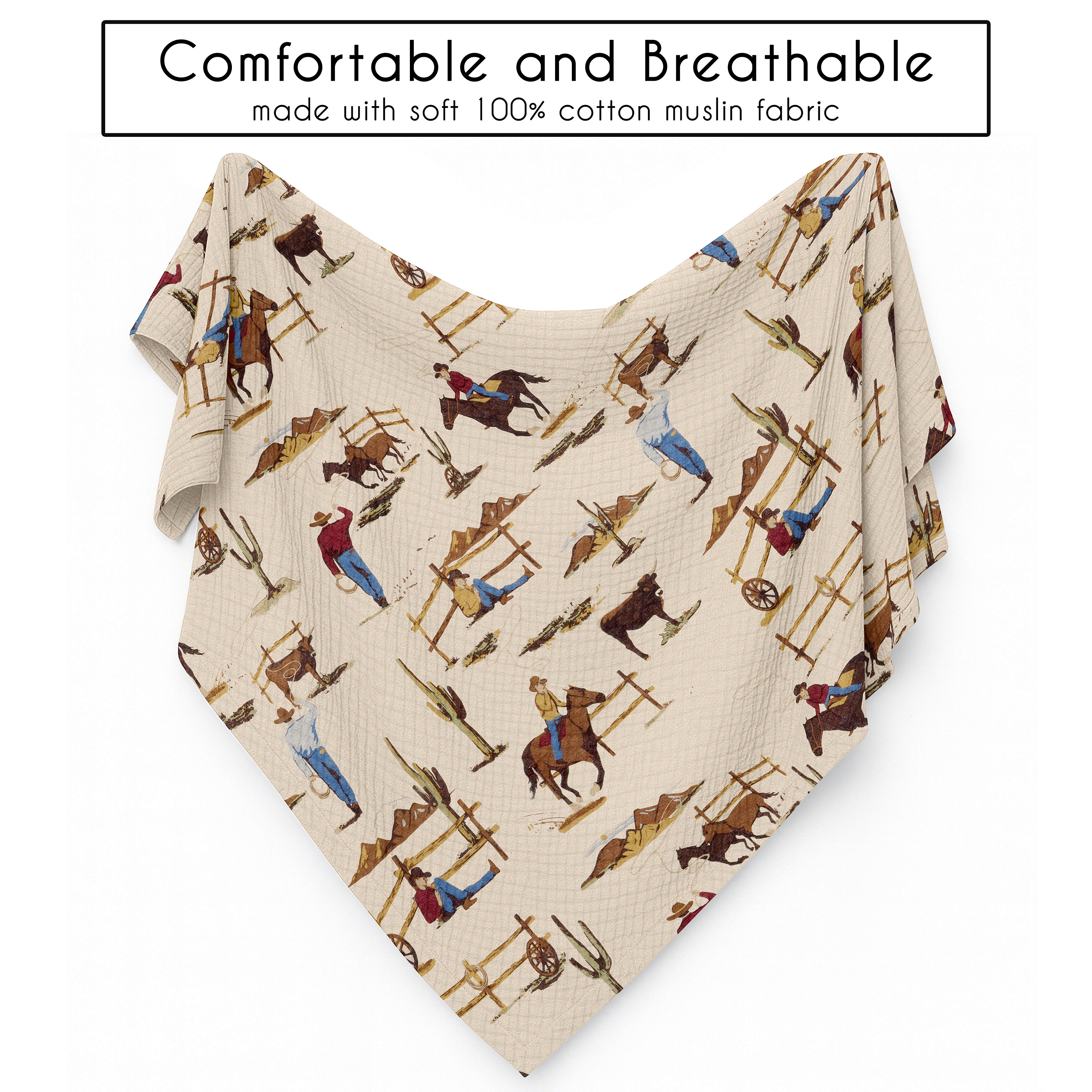 Sweet Jojo Designs Wild West Cowboy Boy 100% Cotton Muslin Baby Swaddle Receiving Blanket