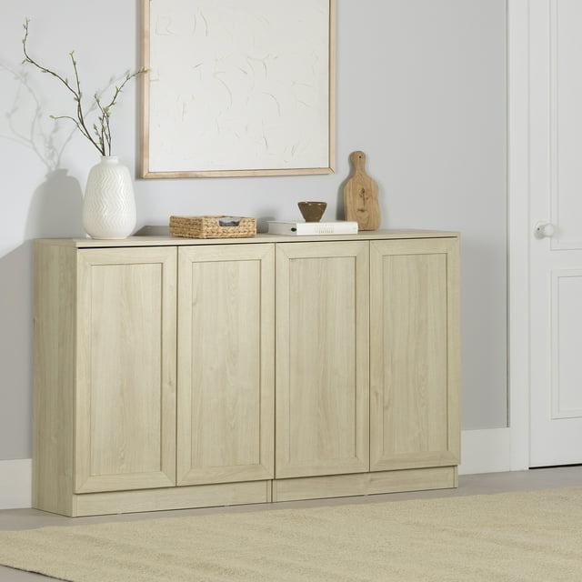 South Shore Arum Set of 2 Sideboards with Shelves, in Bleached Oak