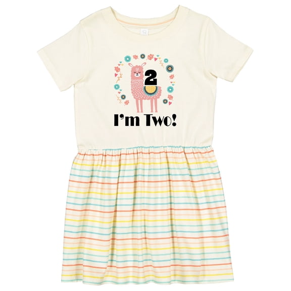 Inktastic 2nd Birthday Llama for Girl Girls Toddler Dress