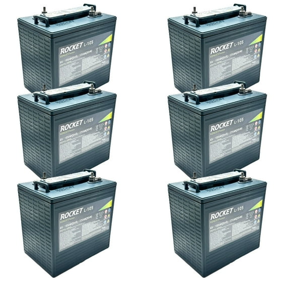 Rocket L-105 225Ah 6V Golf Cart Battery - Replaces Trojan T-105 (Set of 6)
