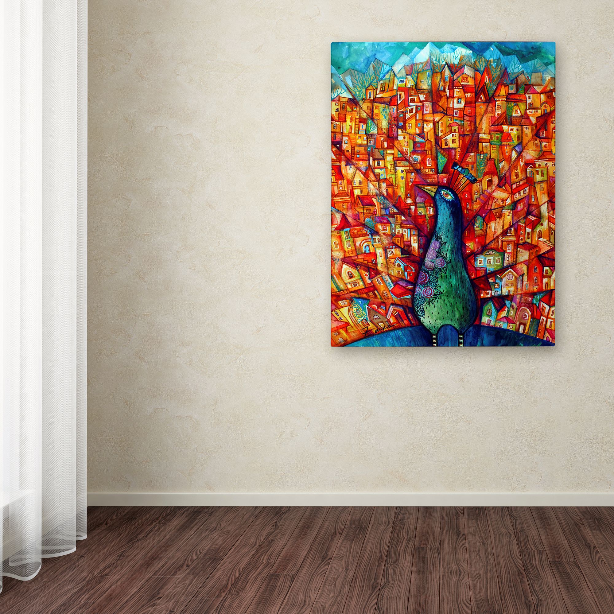 Trademark Fine Art 'Peacock' Canvas Art by Oxana Ziaka