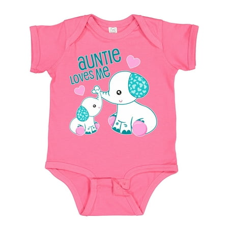 

Inktastic Auntie Loves Me-cute Elephants Gift Baby Boy or Baby Girl Bodysuit