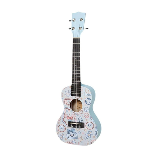 Ukelele de madera para principiantes, instrumento de ukelele, instrumento musical de madera, azul