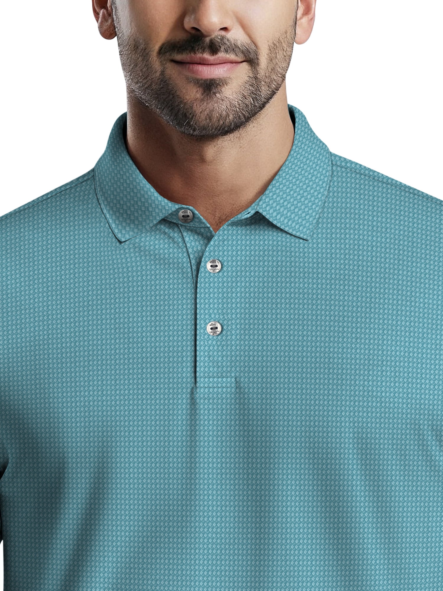 Ben Hogan Men's & Big Men's Performance Eco Mini Geo Jacquard Short Sleeve Polo Shirt, up to 5XL