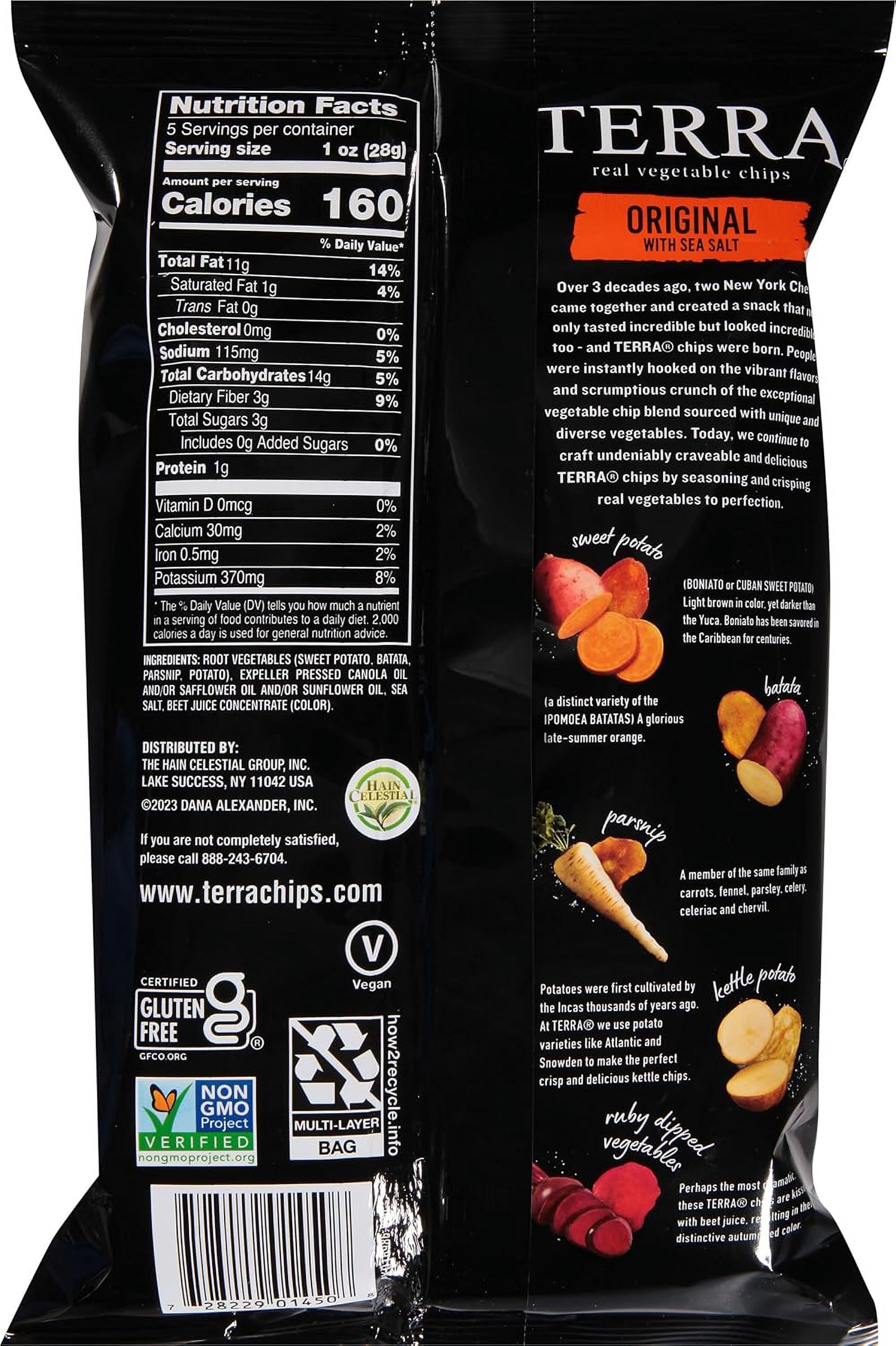 Terra Vegetable Chips, Original Vegetable Chips with Sea Salt, 5 oz
