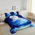 thumbnail image 2 of Erosebridal Moon Wolf Comforter Set Animal Wolves Printed Bedding Comforters & Sets Twin, Wild forest Wolf Theme Bedding Galaxy Series Blue Print Quilt Bedroom Decor, 2 of 6